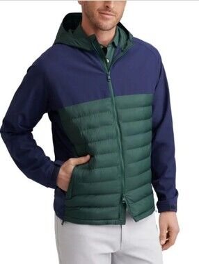 Peter Millar Apex Hybrid Hoodie Golf Jacket ~ Blue Green MF25EZ17 Men's: XL *NWT